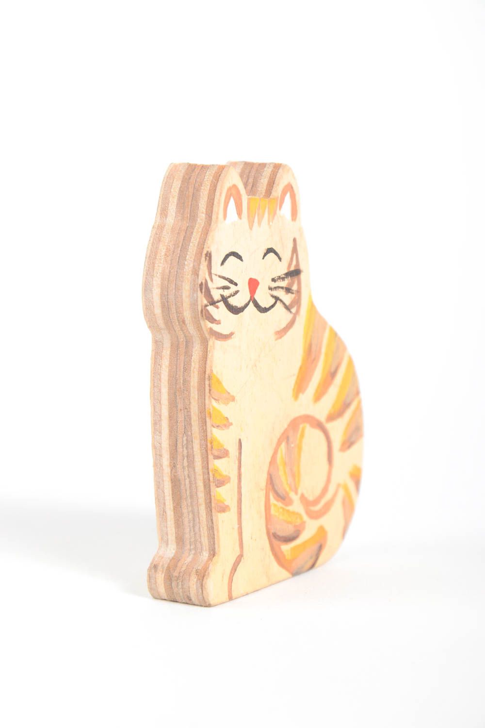 Фигурка ручной работы фигурка из фанеры фигурка животного кот рыжий расписной фото 5