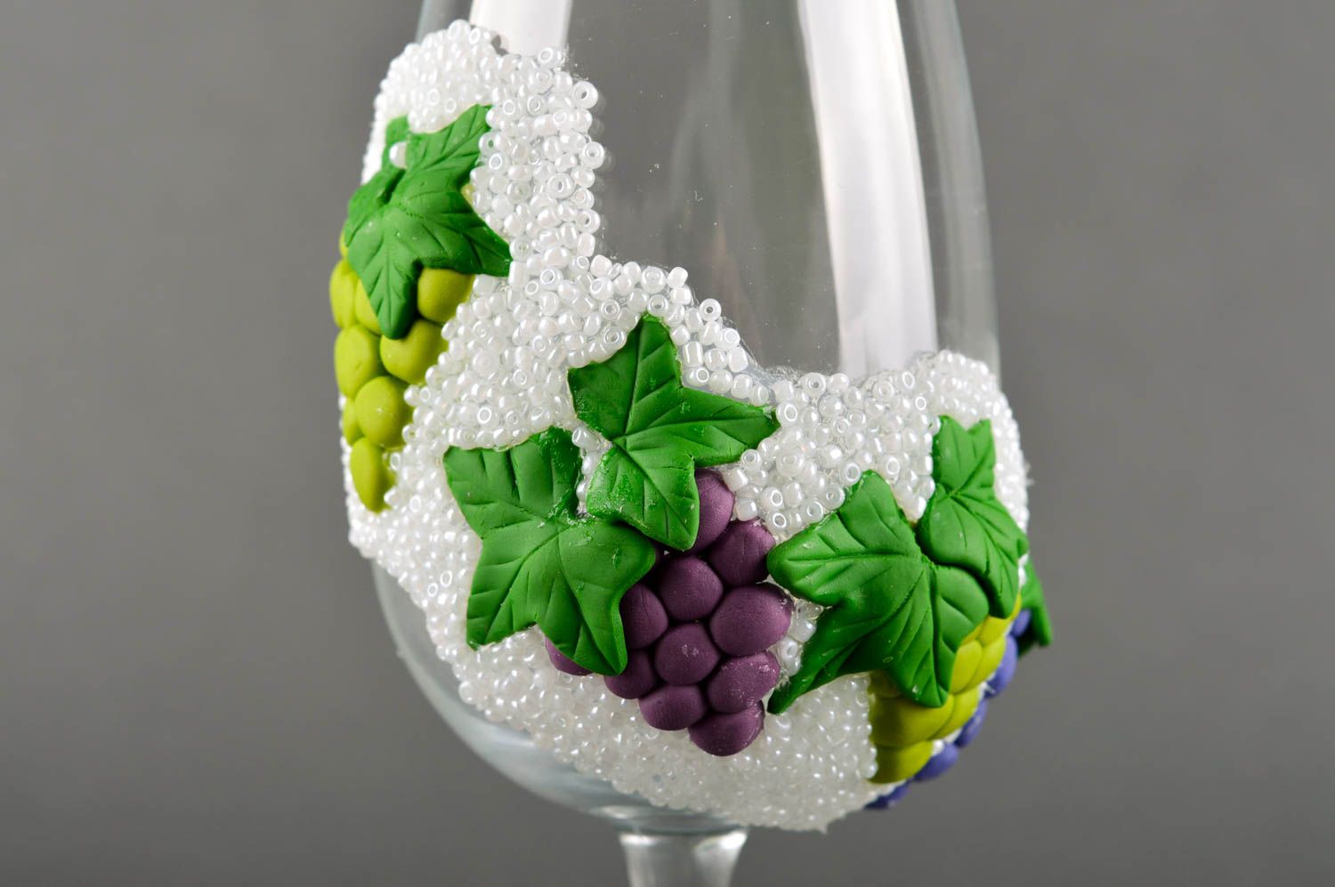 Бокалы для вина хэнд мэйд стеклянная посуда с гроздьями оригинальный подарок фото 3