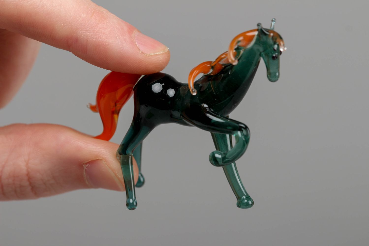 Lampwork glass statuette Horse with Fiery Mane and Tail photo 4