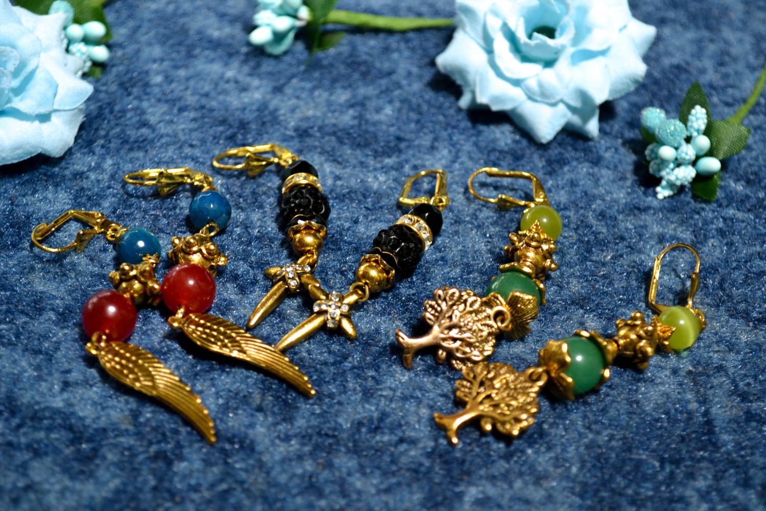 Stylish handmade beaded earrings accessories for girls gemstone jewelry photo 1