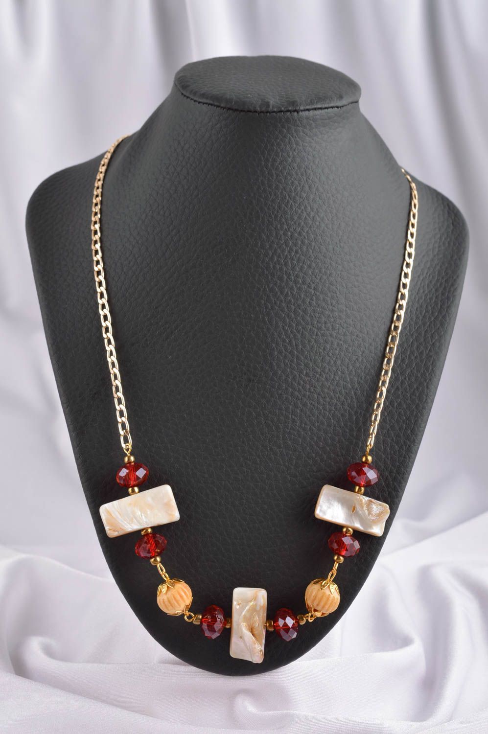 Halskette aus Stein handgemachter Damen Modeschmuck schickes Geschenk für Frau foto 1
