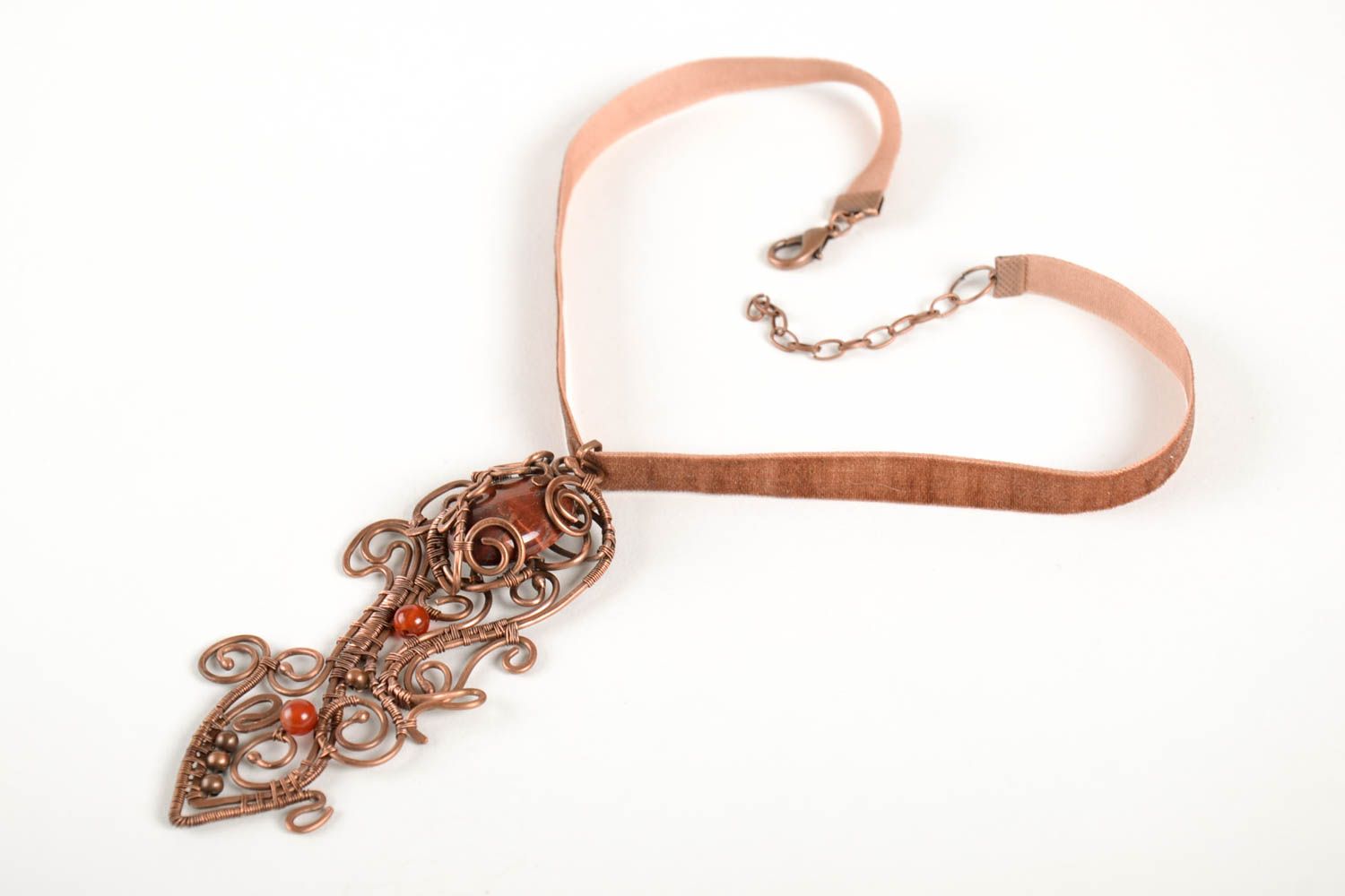 Unusual handmade metal pendant gemstone beaded pendant neck accessories photo 5
