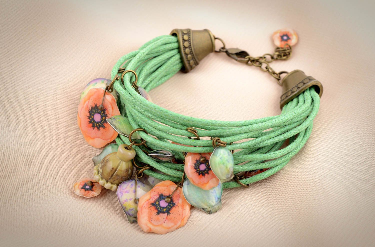 Stylish handmade wax cord bracelet woven bracelet design fashion accessories photo 5