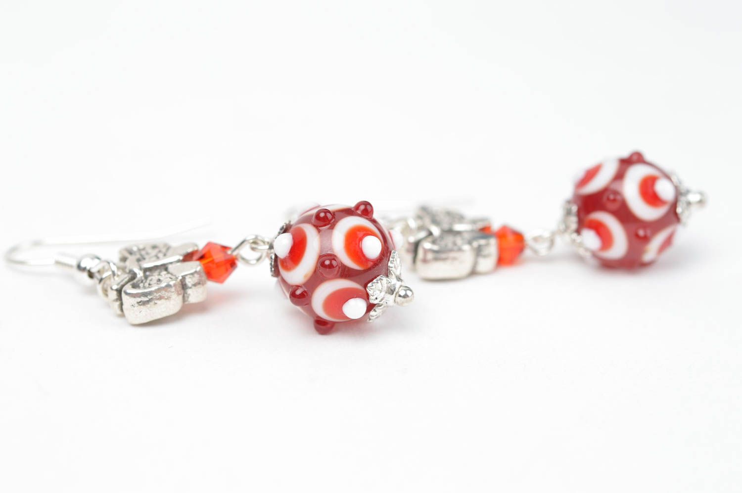Beautiful glass earrings handmade earrings with charms stylish accessory photo 2