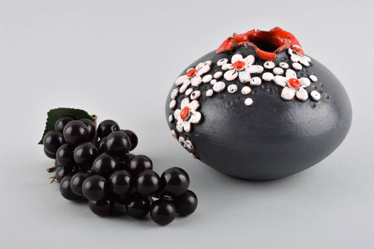 Handgemachte Keramik schwarze Vase ausgefallenes Geschenk schöne Vase  foto 1