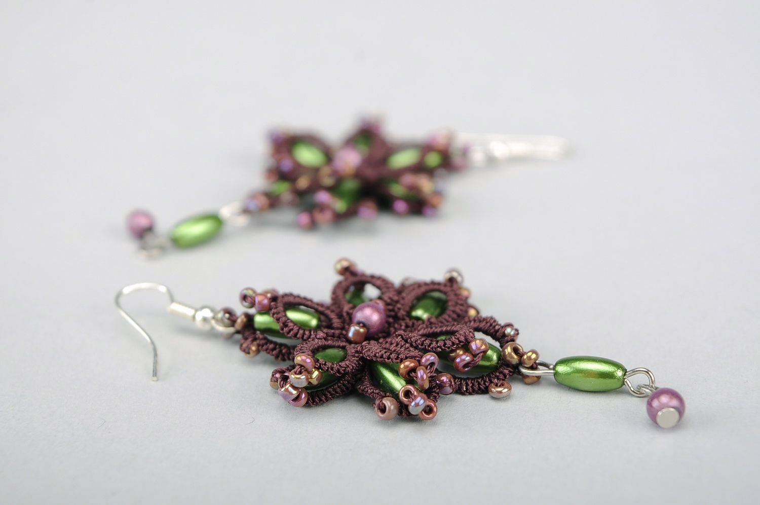 Floral Earrings Made of Beads photo 2