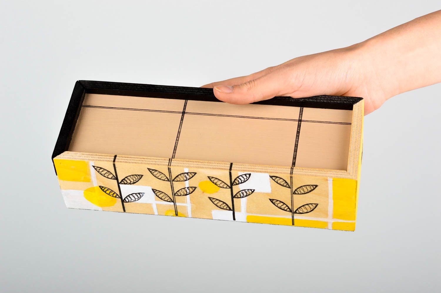 Caja de madera decorada hecha a mano estuche para joyería regalo original  foto 2