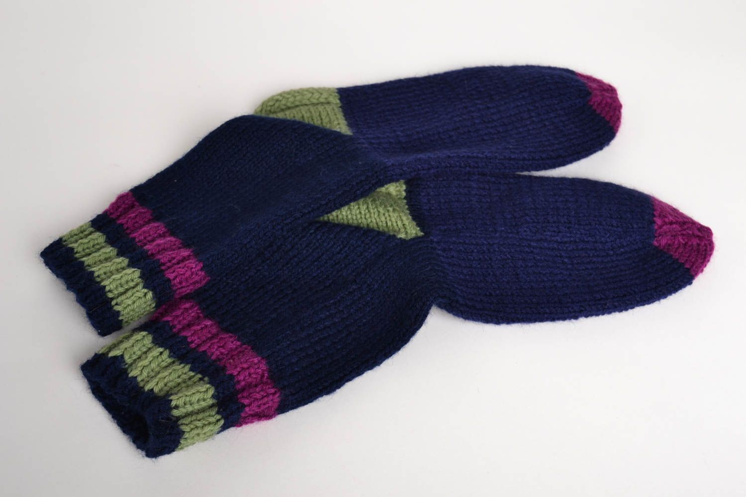Носки ручной работы шерстяные носки ручной вязки женские носки синие теплые фото 2