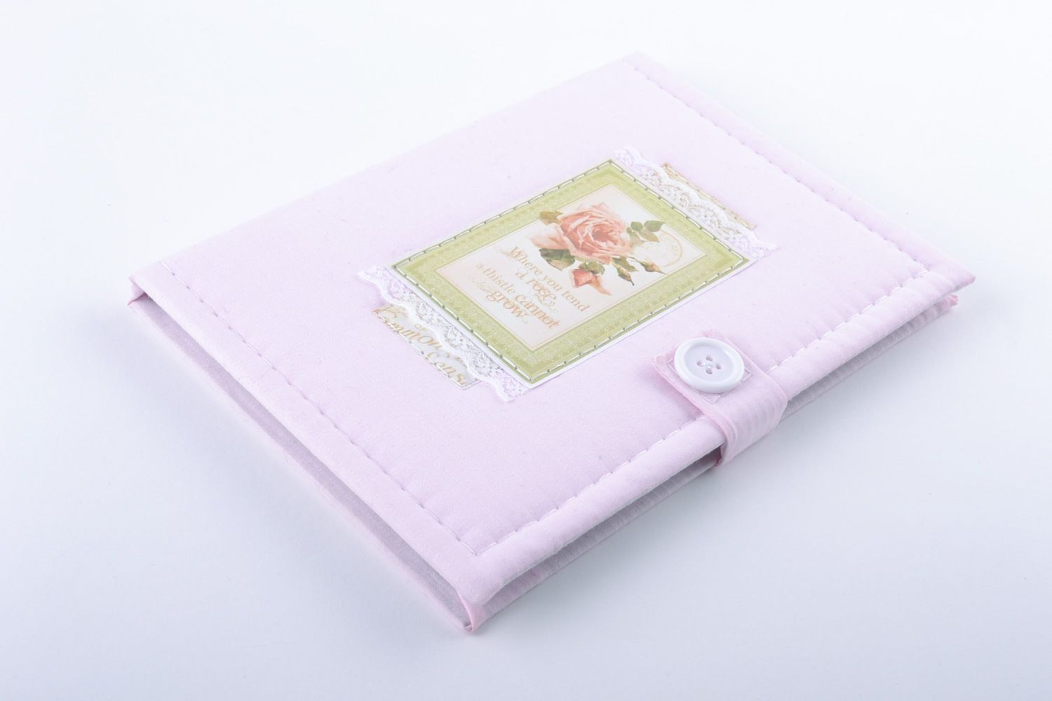 Beautiful vintage handmade notebook with image of rose photo 4