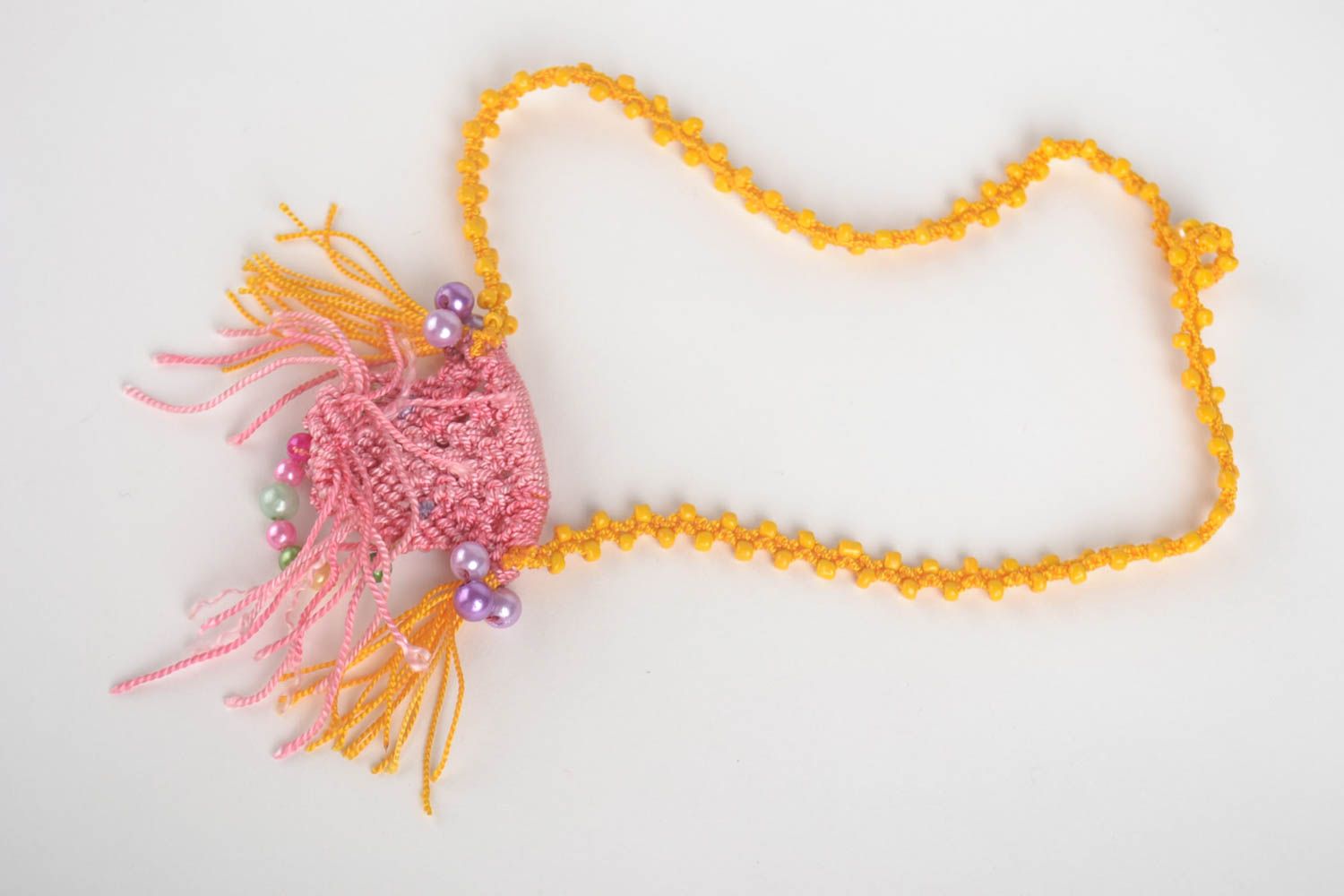 Ketten Anhänger handgemachter Schmuck Accessoires für Frauen orange grell foto 3