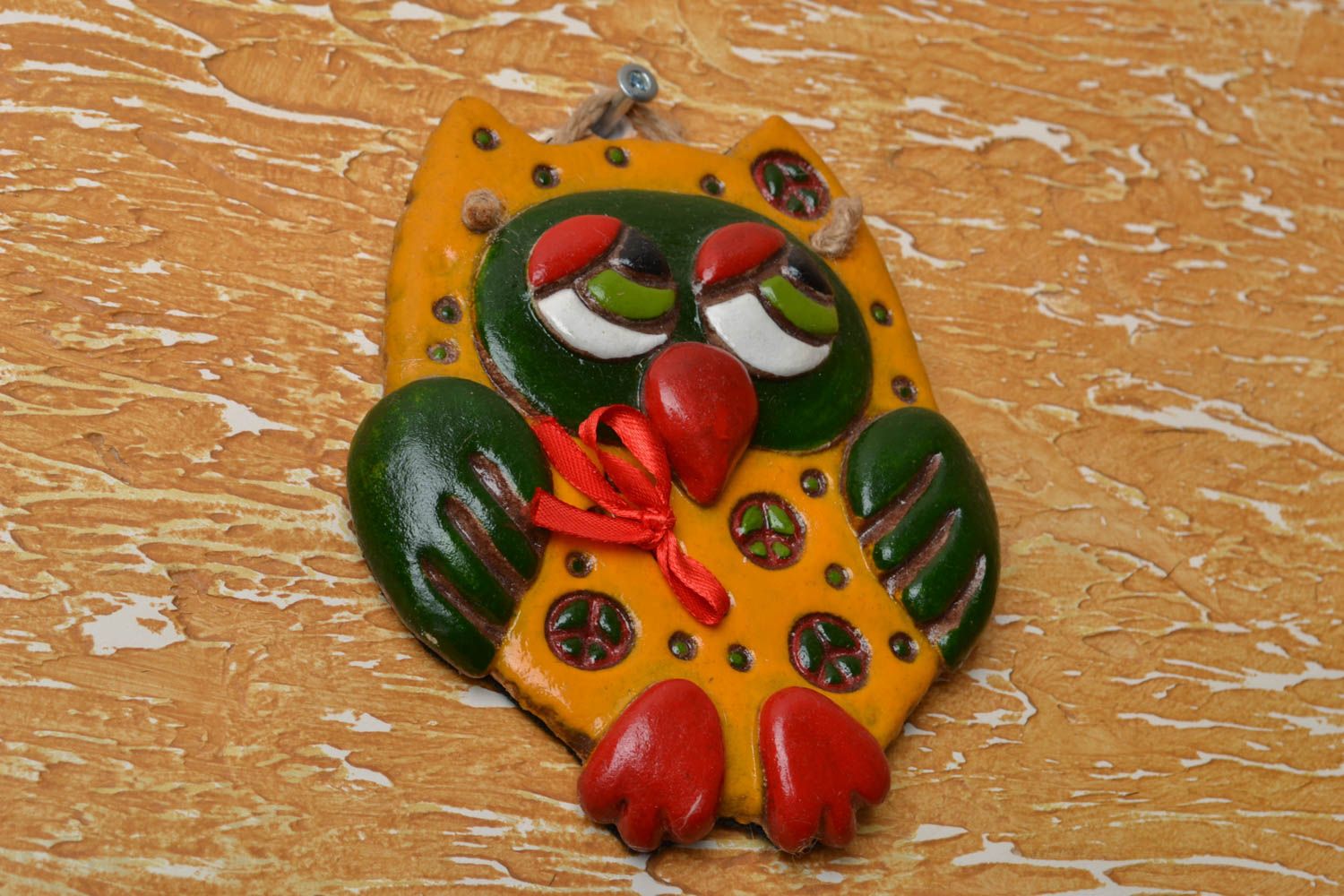 Painted salty dough panel Owl photo 5