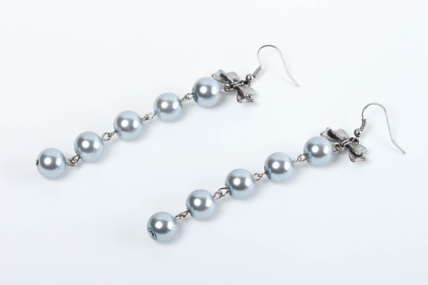 Handmade accessory unusual earrings beaded earrings metal jewelry gift ideas photo 2