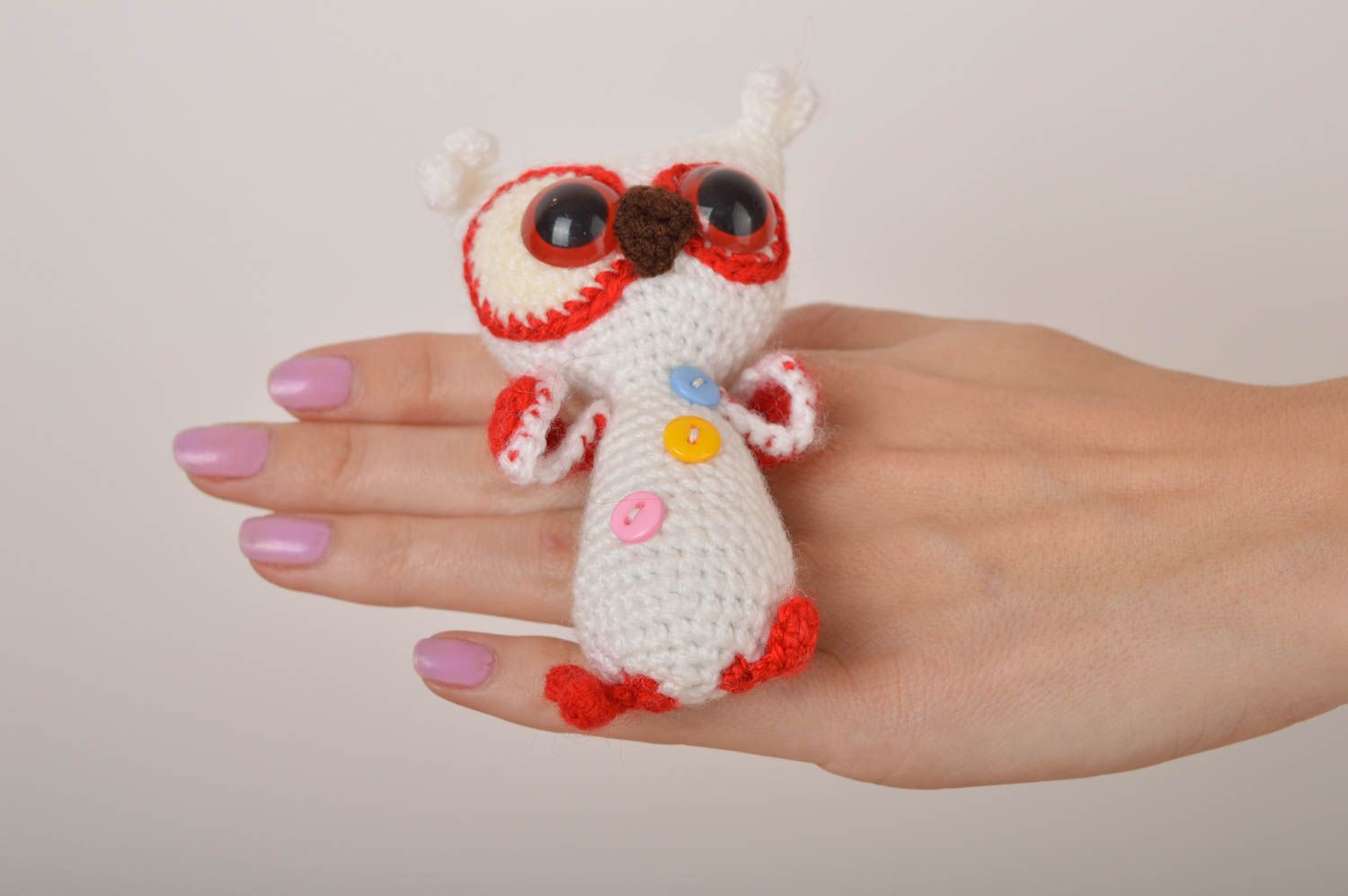 Jouet hibou Peluche faite main tricotée en fils acryliques Cadeau pour enfant photo 5