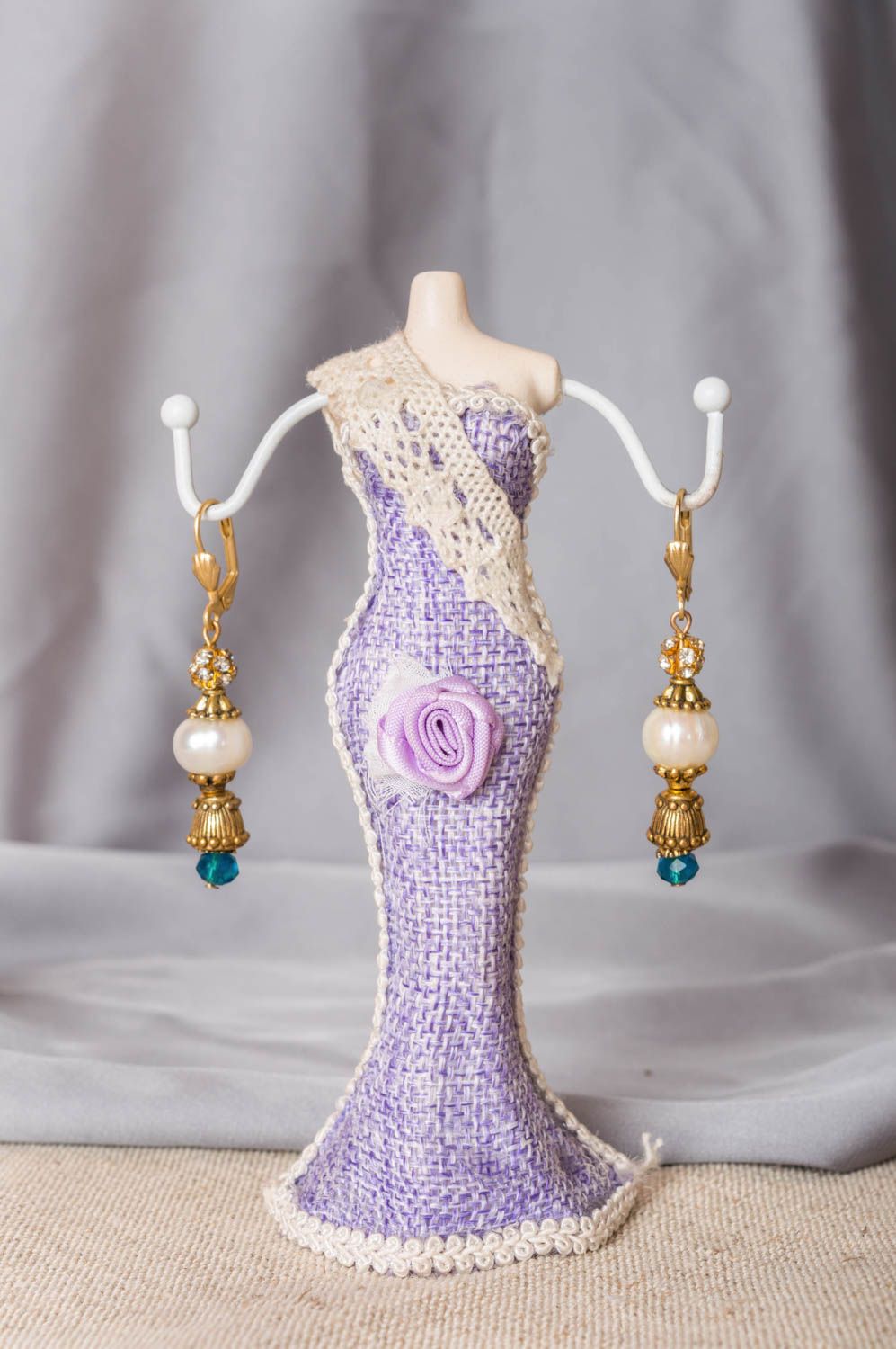 Handmade lange zarte Perlen Ohrringe mit Kristallen Designer Damen Accessoires  foto 1