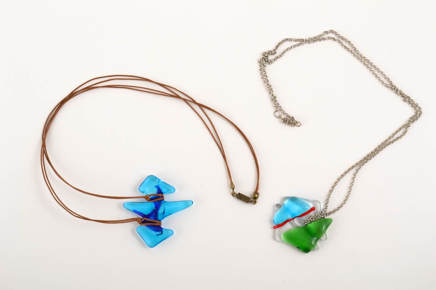 Set of 2 handmade glass pendants glass bijouterie handmade jewelry goft for lady photo 2