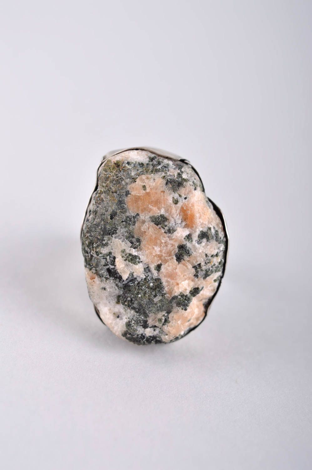 Кольцо ручной работы кольцо из мельхиора с камнем металлическое украшение фото 3