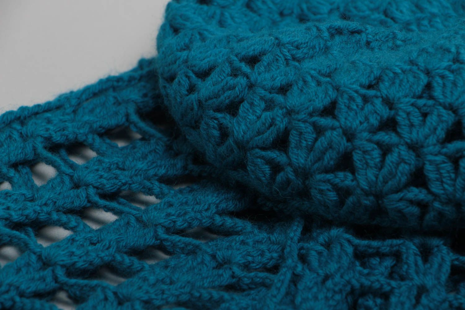Gorro y bufanda tejidos a ganchillo artesanales 2 artículos azules foto 3