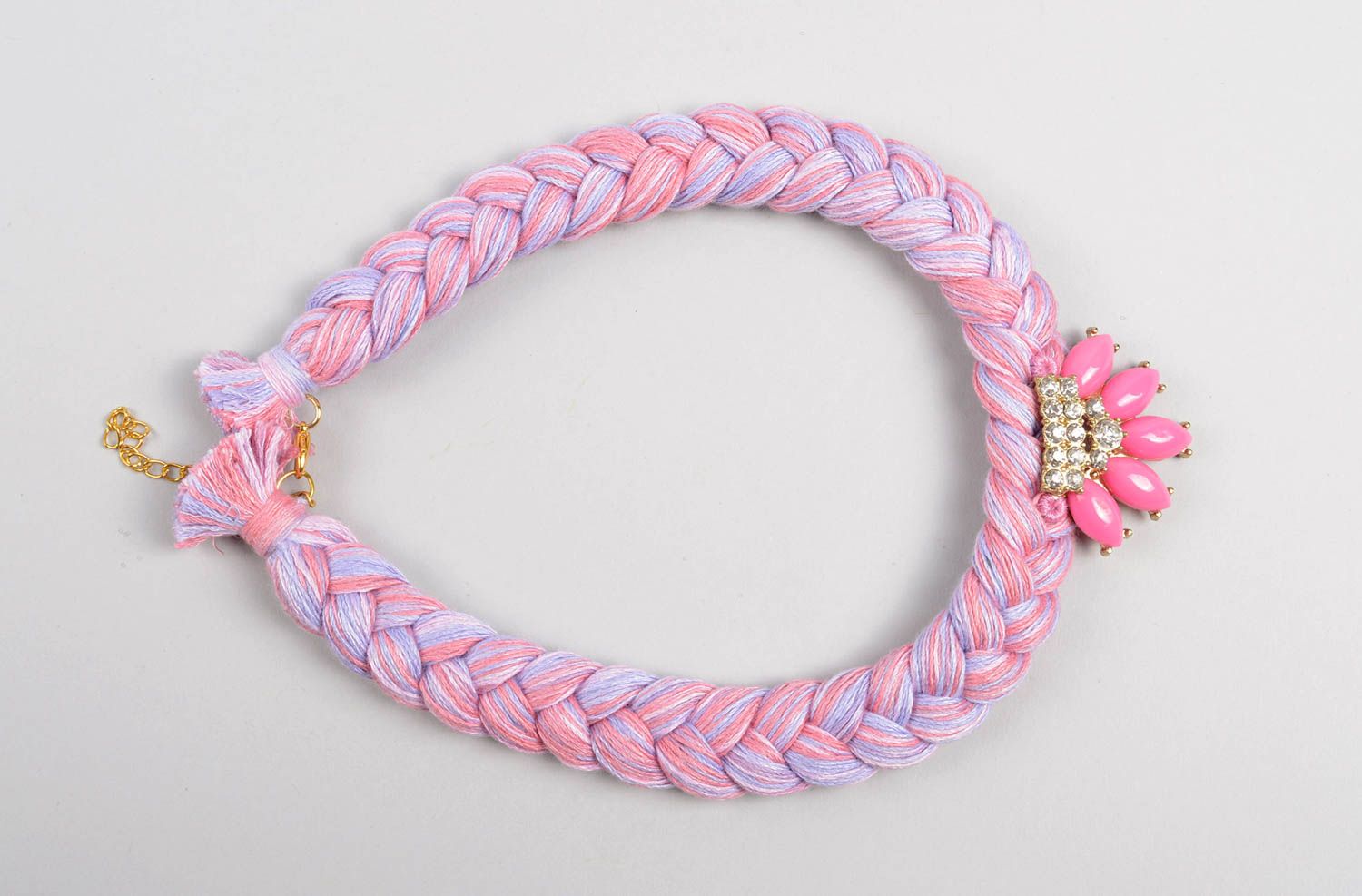 Handmade Halskette für Frauen Stoff Halskette Designer Schmuck aus Baumwollfäden foto 4