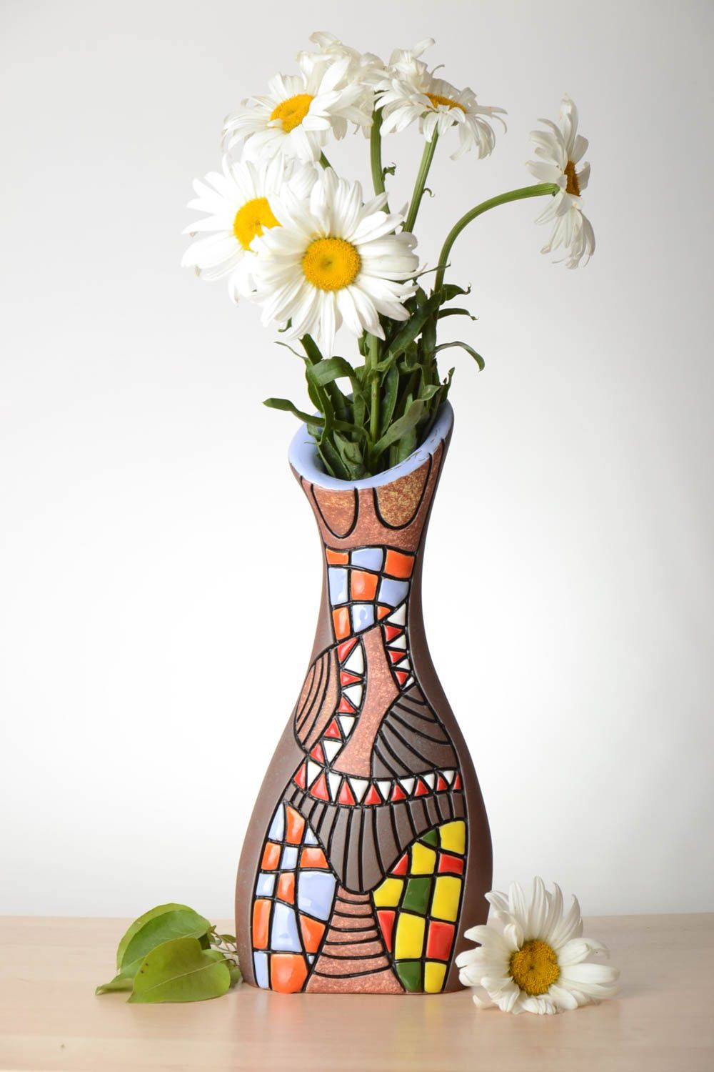 Handmade Keramik Vase Haus Deko hohe ausgefallene Vase mit originellem Muster  foto 1