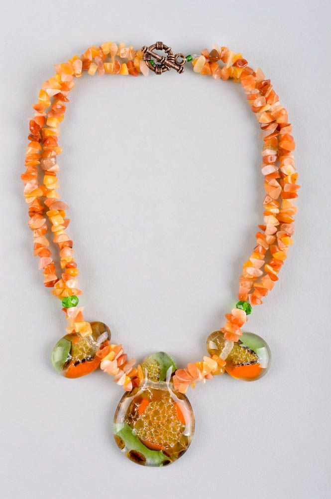 Edelstein Schmuck handmade Damen Collier Halskette Damen Geschenk Idee orange foto 2