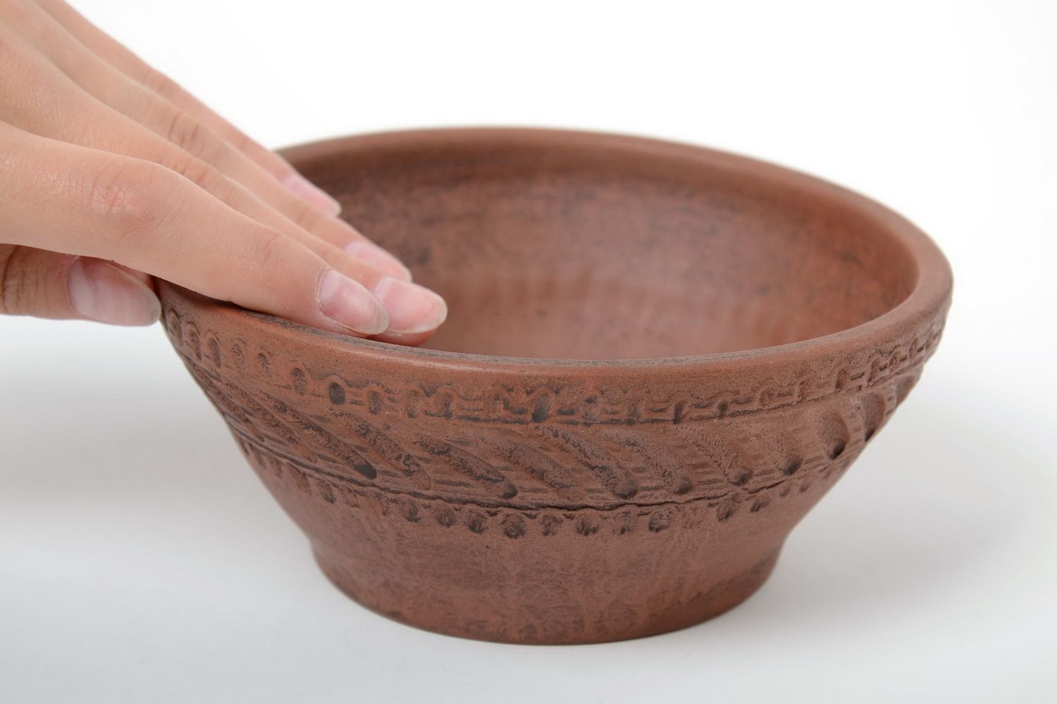 Beautiful small handmade designer brown clay bowl 250 ml  photo 5