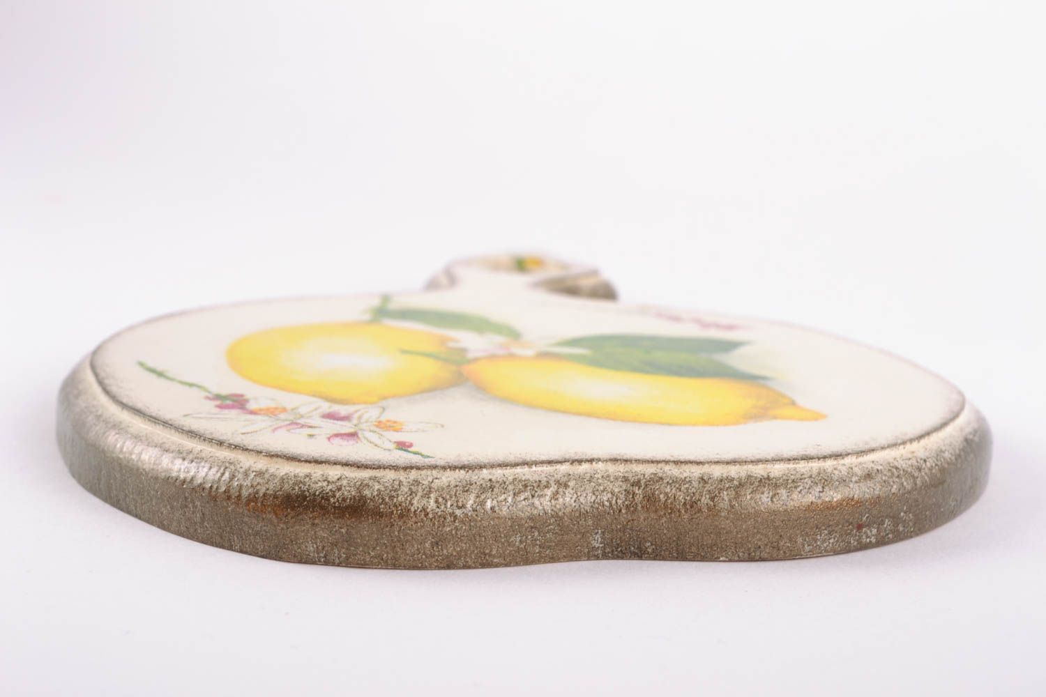 Petite planche à découper serviettage faite main décoration de cuisine Citrons photo 5
