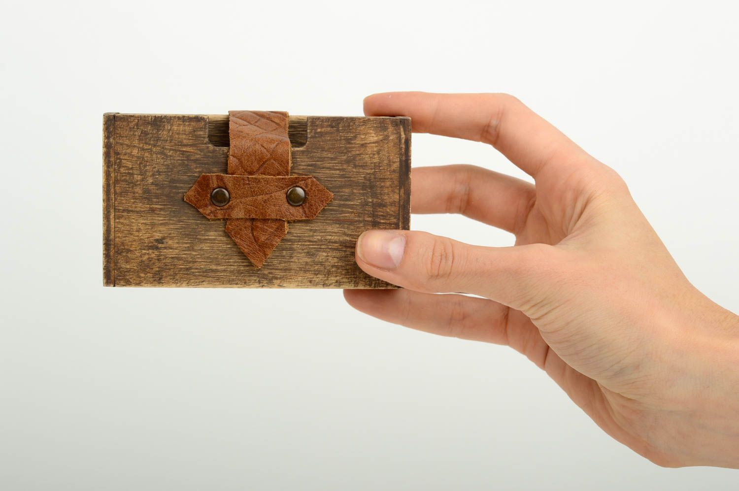 Porte-cartes de visite de bureau fait main en bois design Articles de bureau photo 2