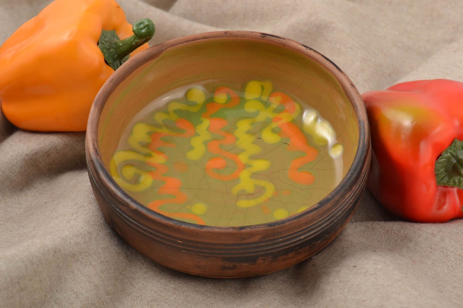 Schüssel aus Ton bemalte Schüssel Keramik handmade Küchen Geschirr exklusiv foto 1