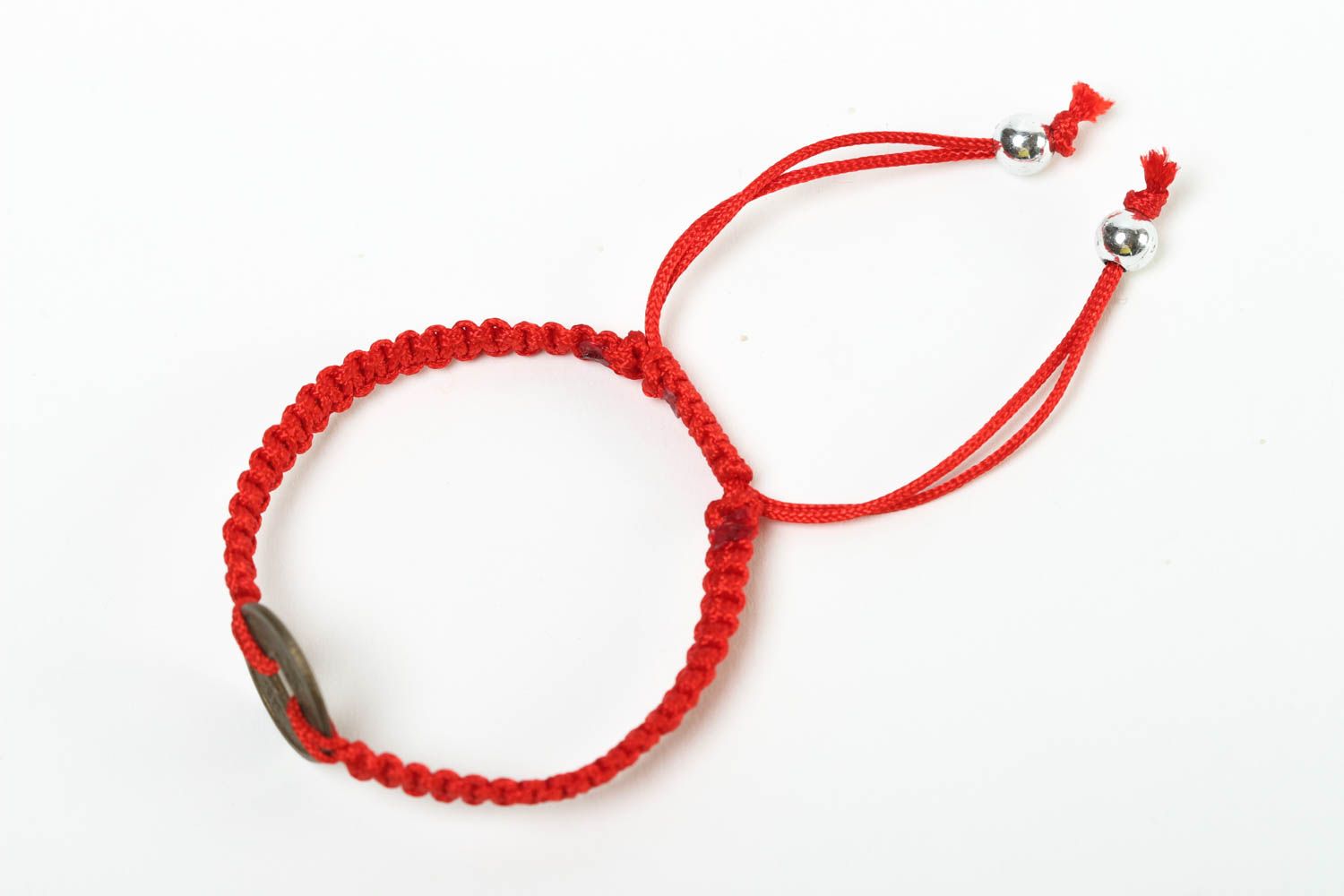 Bracelet textile Bijou fait main rouge talisman Accessoire femme original photo 2