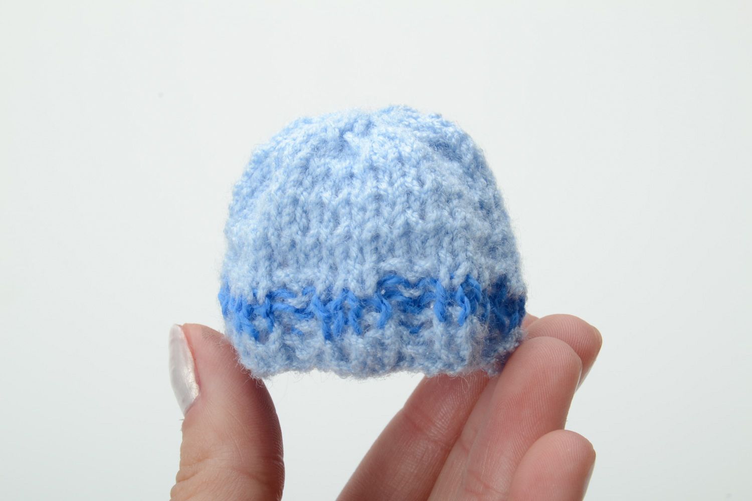 Bonnet bleu pour oeuf de Pâques tricoté fait main original artisanal décoration photo 5