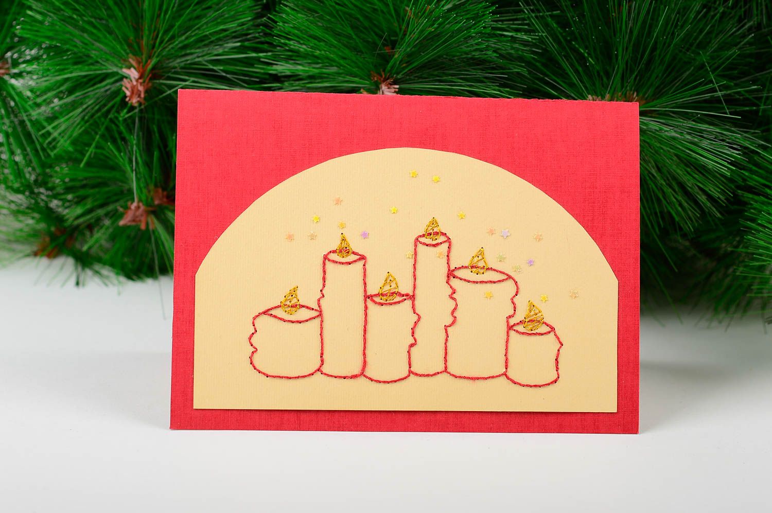 Handmade besondere Glückwunschkarte Weihnachts Grusskarte Geschenk Idee Kerzen foto 1