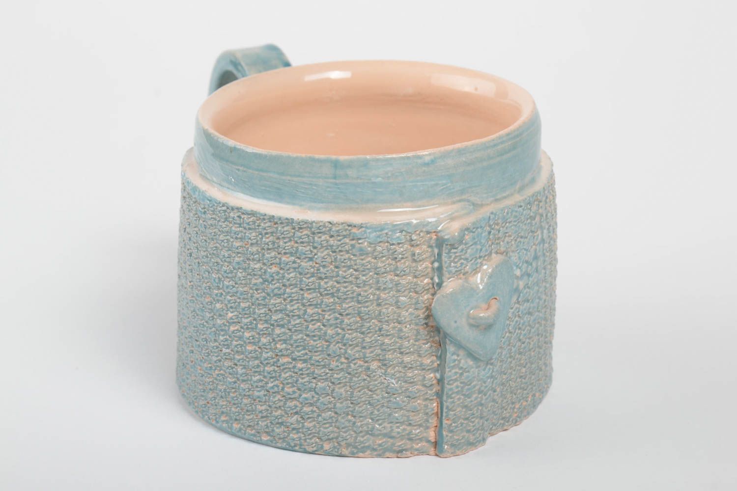 11 oz woman's ceramic porcelain cup in blue color with handle 1,03 lb photo 3