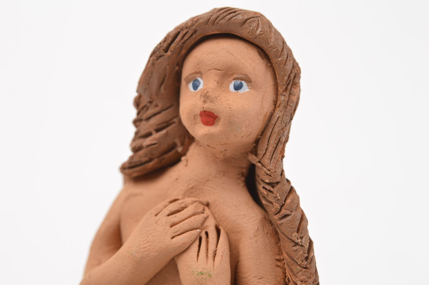 Подарок ручной работы необычная фигурка из глины статуэтка из глины Русалка фото 3