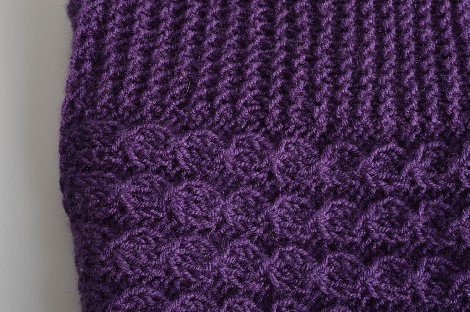 Small handmade designer stylish knitted pillowcase of dark violet color photo 4