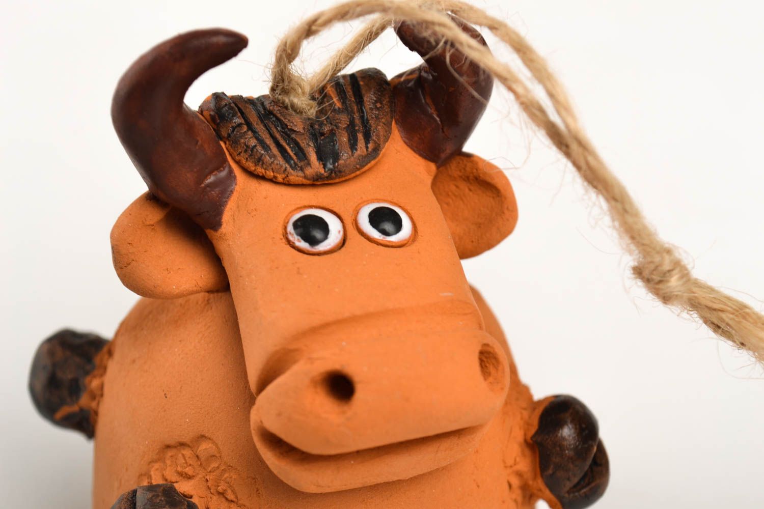 Cloche sonnette Déco maison fait main marron vache Suspension décorative photo 2