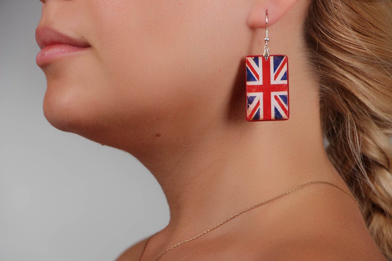 Polymer clay earrings English Flag photo 5
