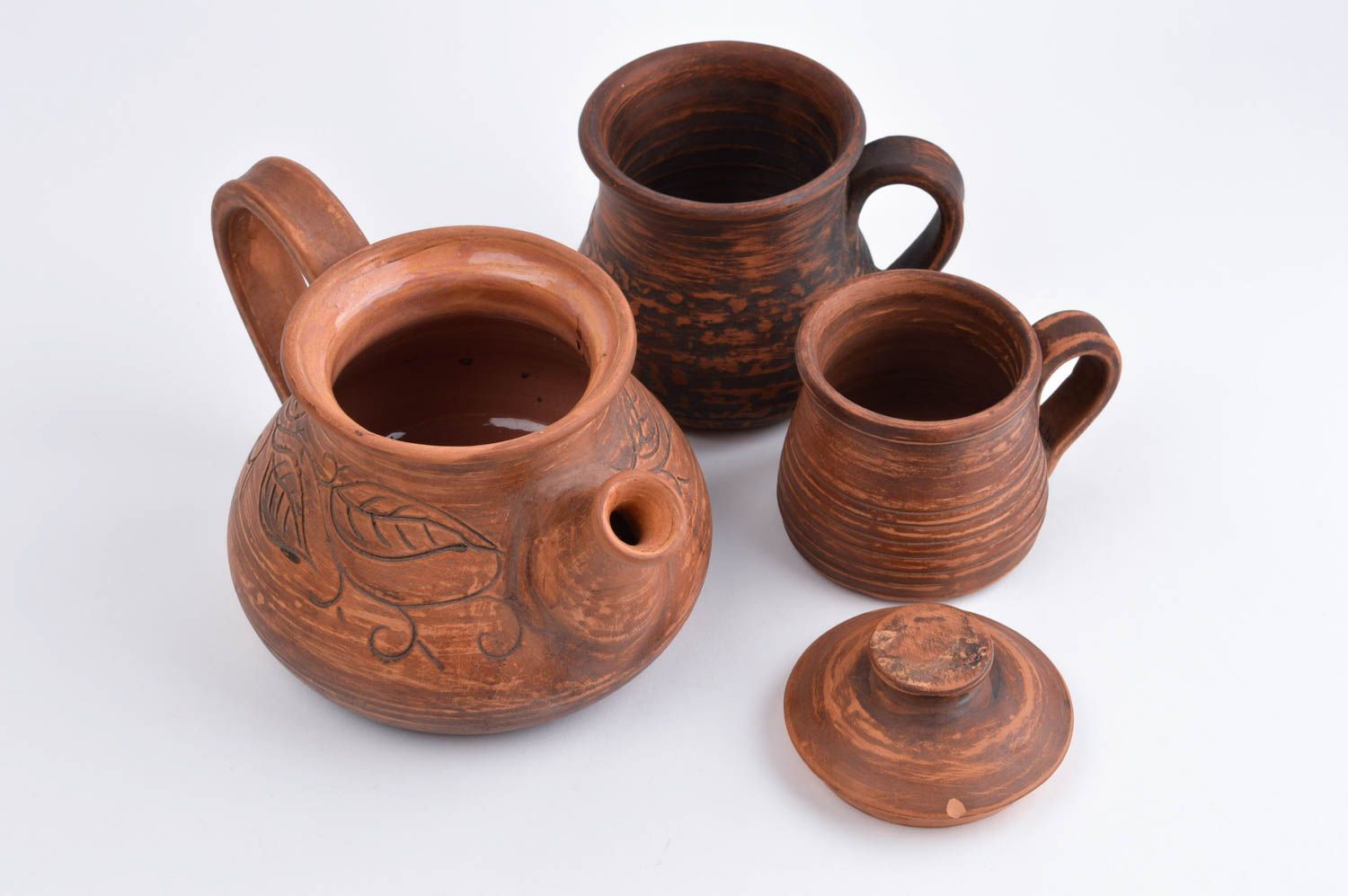 Keramik Geschirr Set handmade Teeservice Keramik Teekanne aus Ton Tassen Set foto 4
