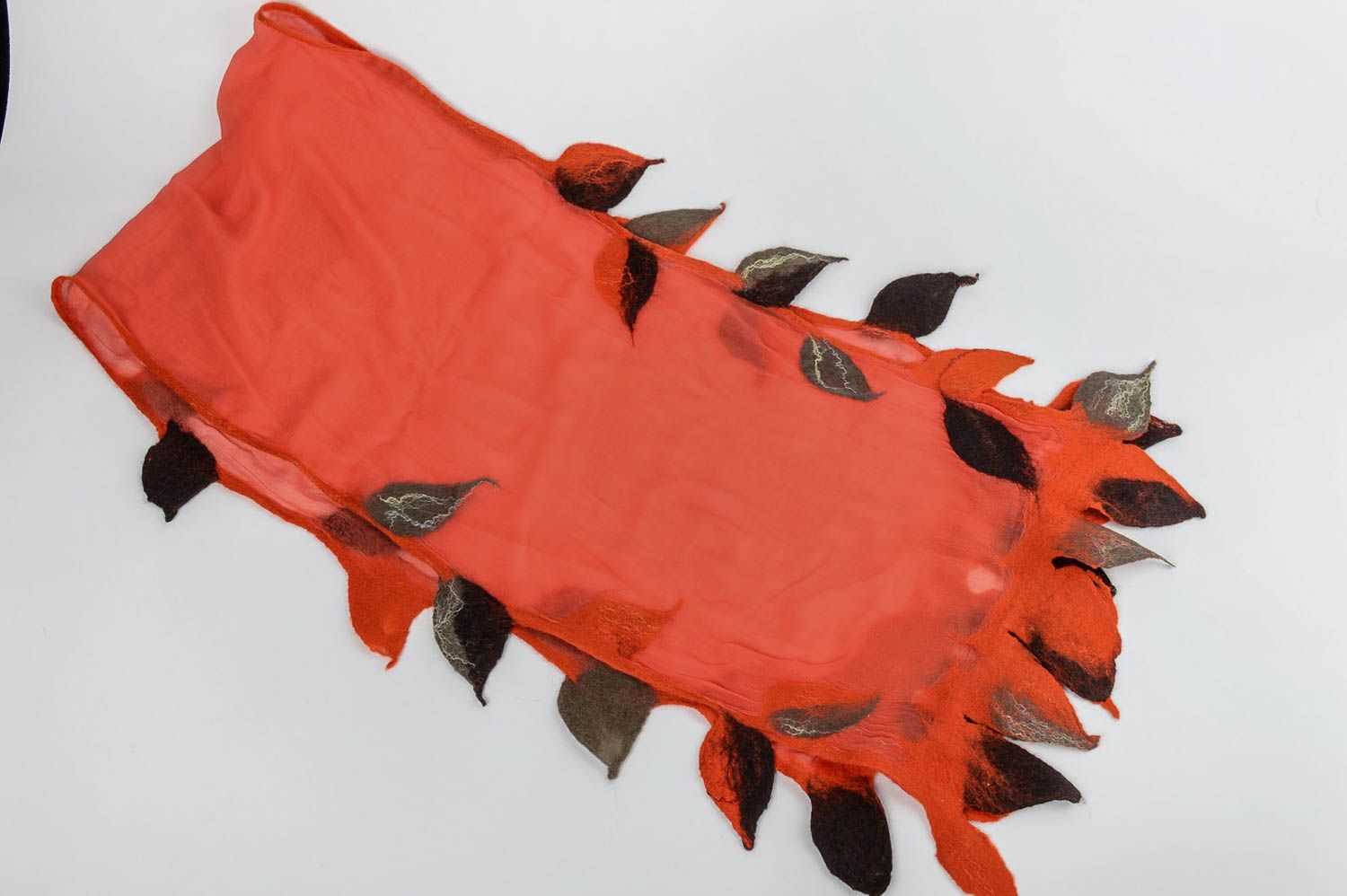 Handmade Damen Schal roter Schal Chiffon Wolle Seide Accessoire für Frauen foto 2