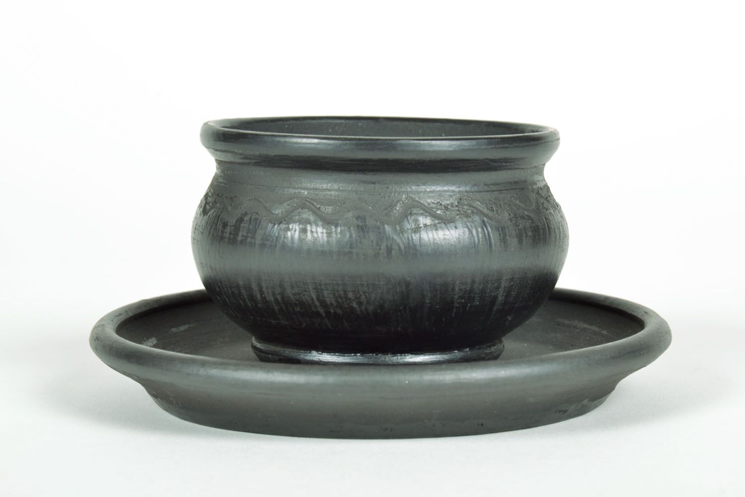 Schwarzer Salzbehälter aus Keramik foto 2