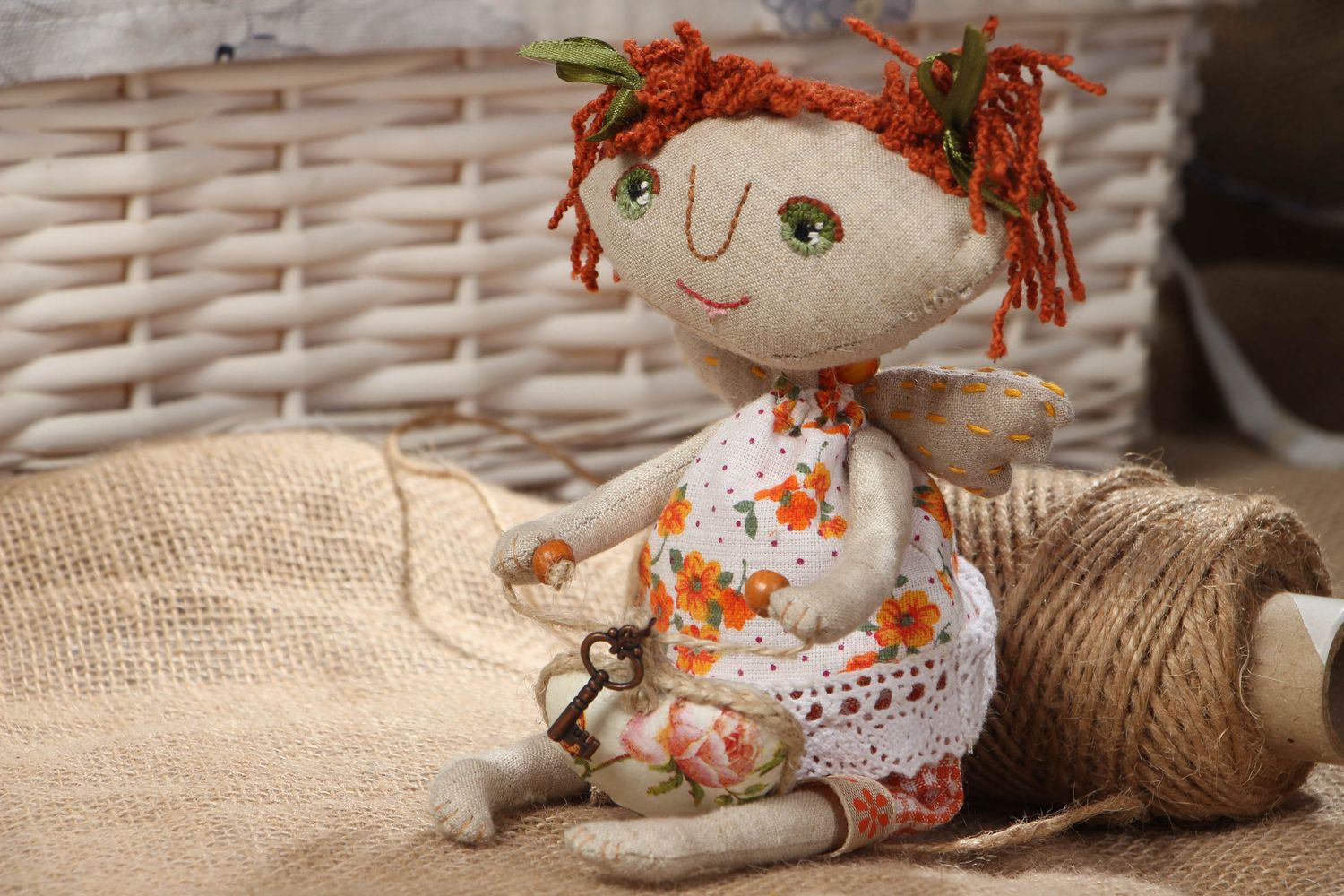 Мягкая кукла из ткани ручной работы Ангел фото 5