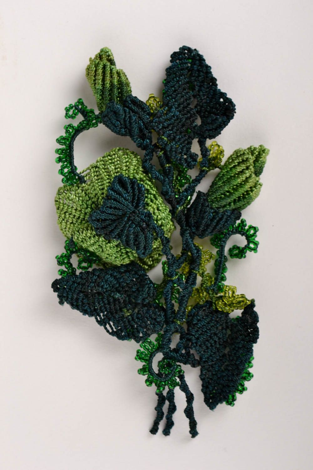 Цветочная брошь ручной работы авторское украшение брошь цветок зеленая женская фото 2