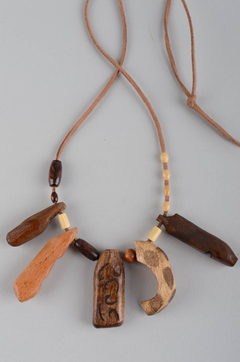 Unusual handmade wooden pendant artisan jewelry wood craft neck accessories photo 7