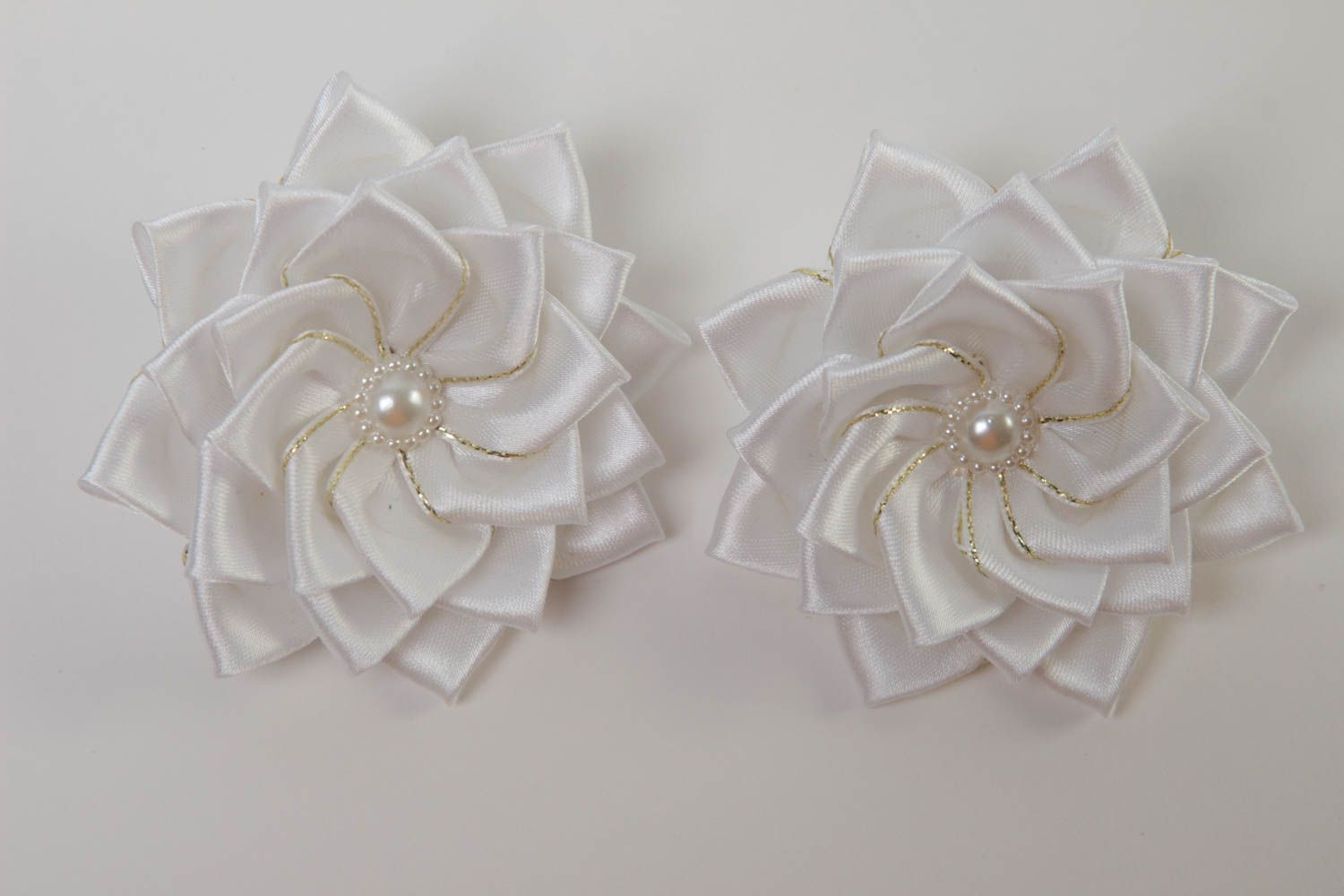 Set of 2 handmade hair ties hair accessories for girls flowers for hair  photo 2