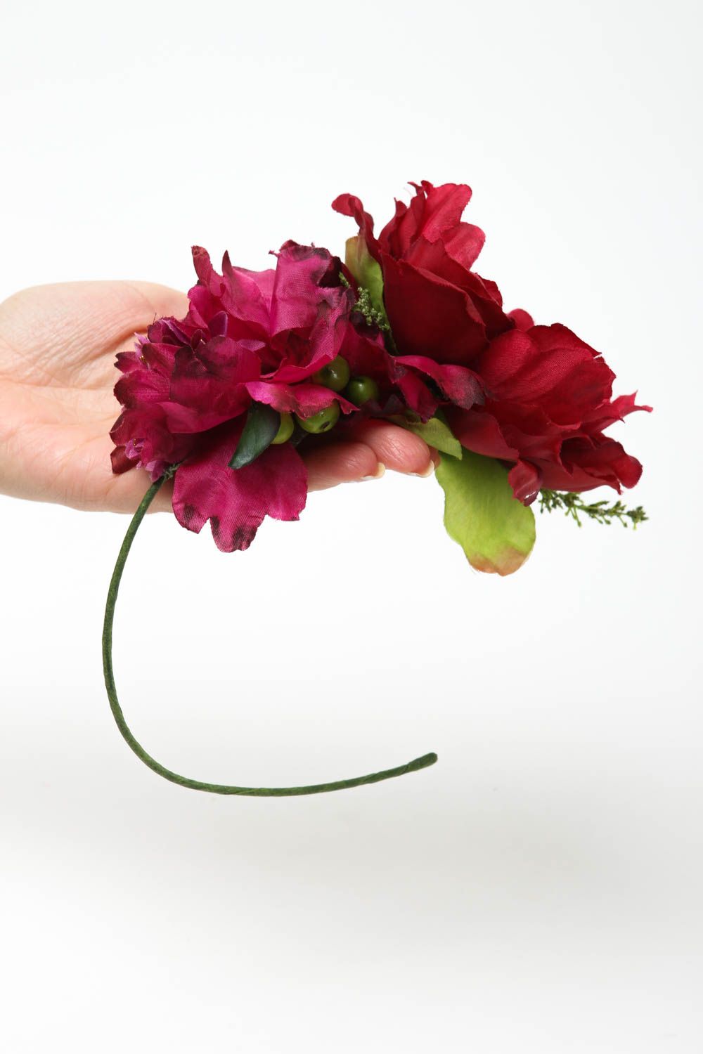 Adorno para el pelo hecho a mano diadema con flores accesorio para mujer foto 5
