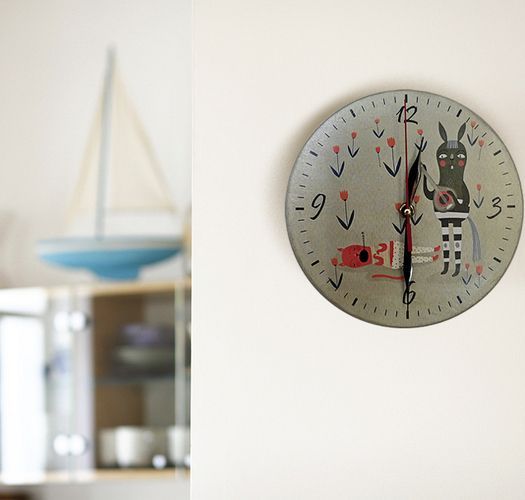 Horloge faite main décoration originale technique de serviettage Sérénade photo 1