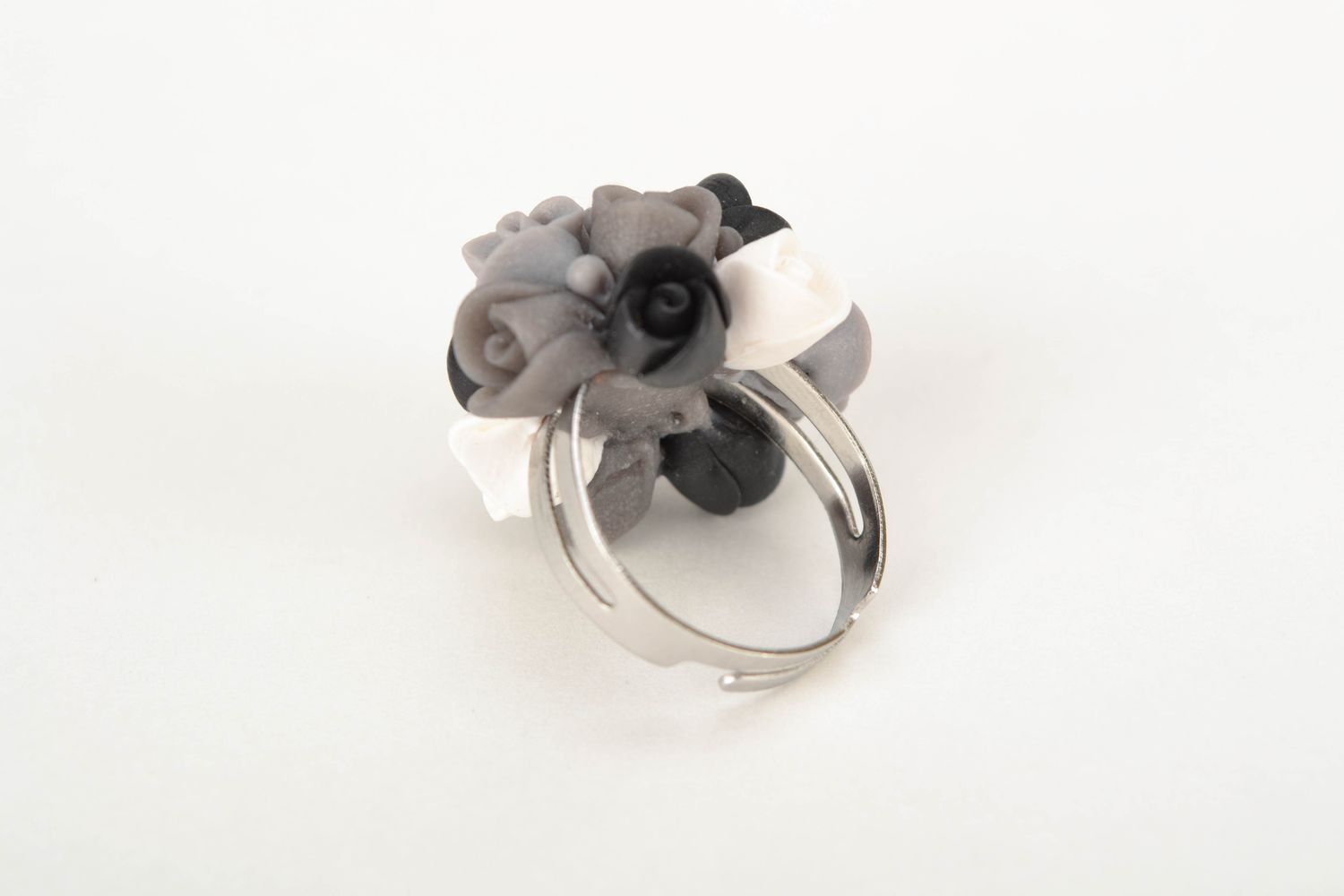 Polymer clay ring with flower bouquet photo 4
