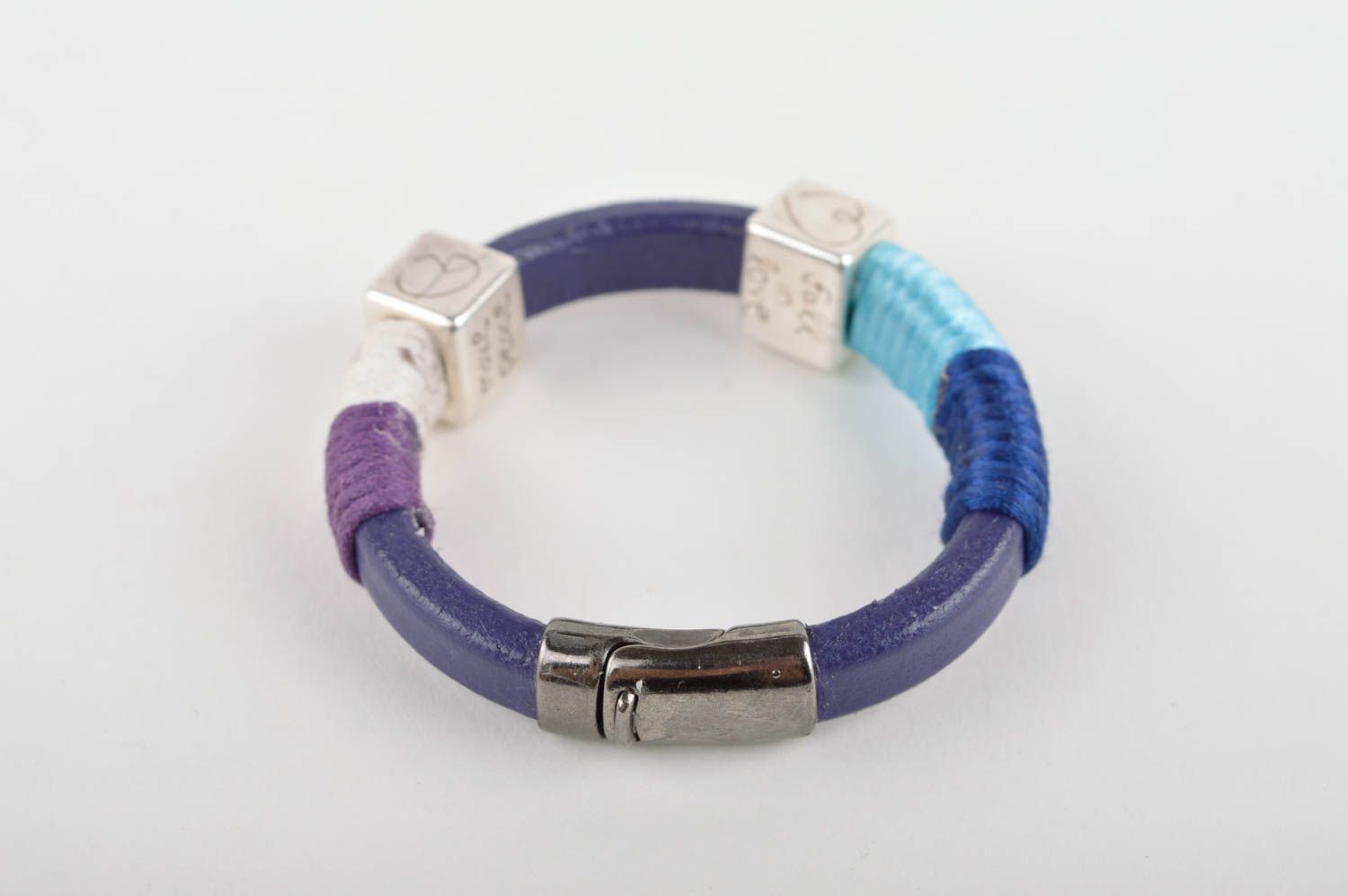 Handmade blaues Leder Armband Designer Schmuck Accessoire für Frauen  foto 4