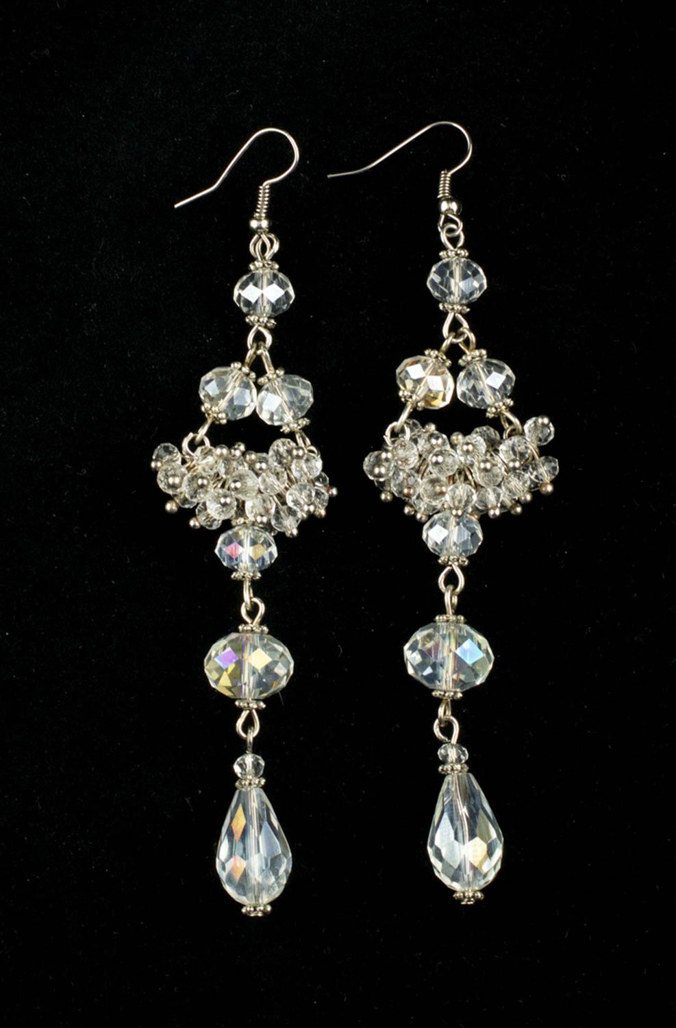 Handmade elegant long earrings unusual stylish earrings cute female jewelry photo 3