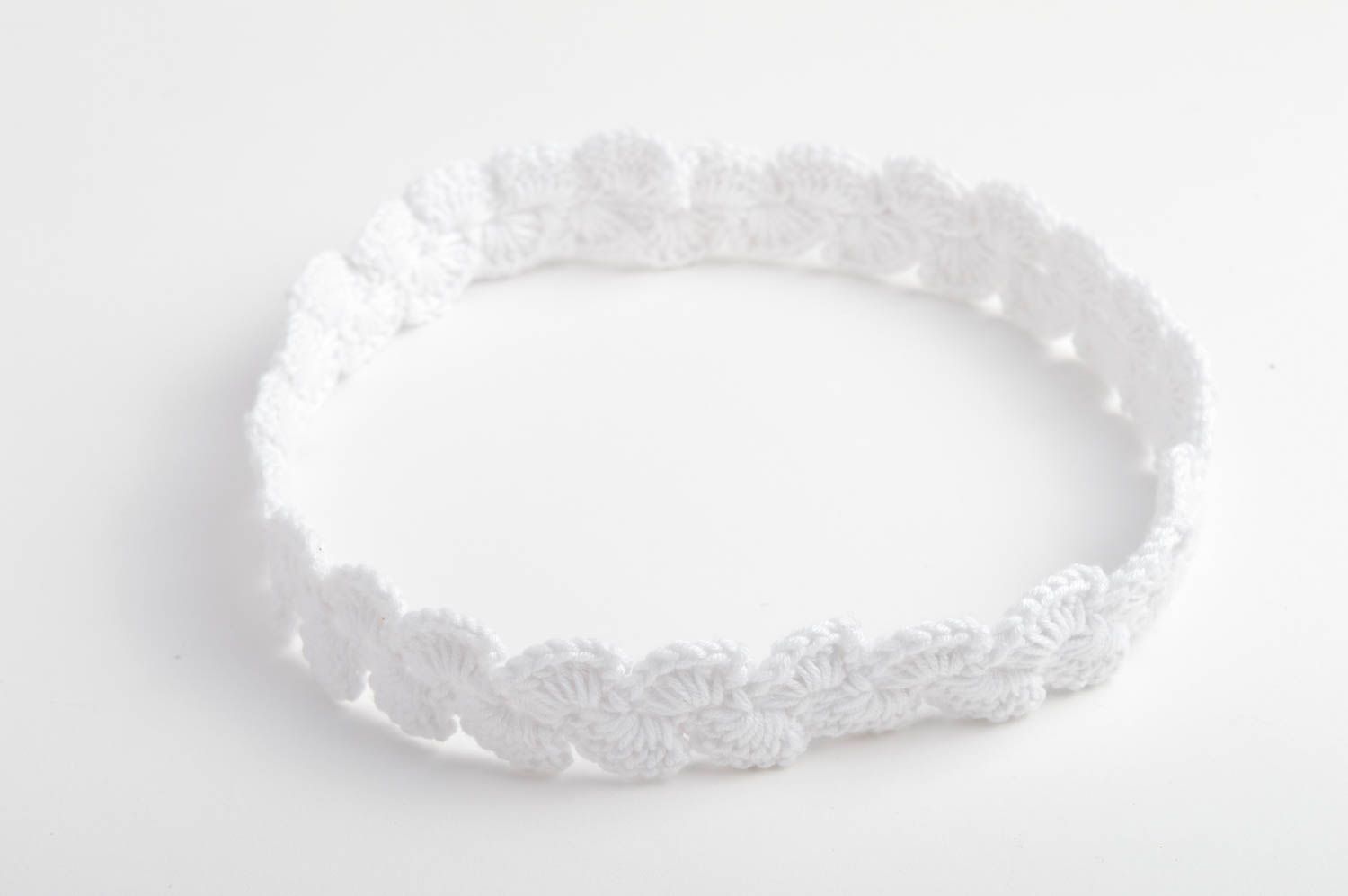 Handmade crocheted headband thin beautiful white headband unusual accessory photo 4