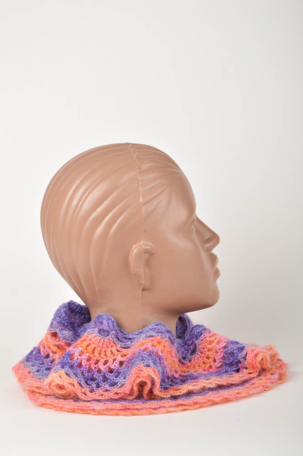Шарф ручной работы авторский шерстяной шарф легкий разноцветный женский шарф фото 3